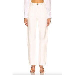 Goldsign Myra Straight Leg High Rise Jean Calla White Womens Size 28